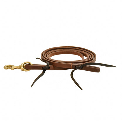 AJ Tack Oiled Harness Leather Flat Roper Reins - 1/2in x 8ft