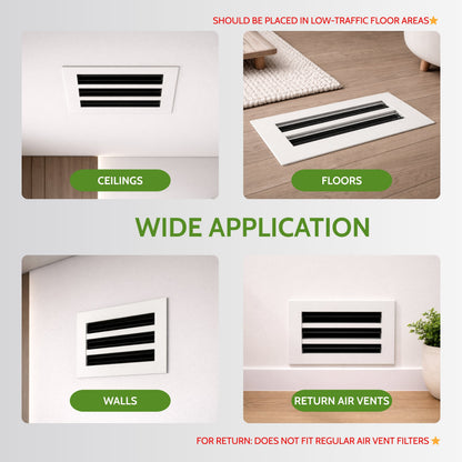 6x14 Air Vent Cover (Duct Opening) - White Aluminum Linear Slot Diffuser Type S