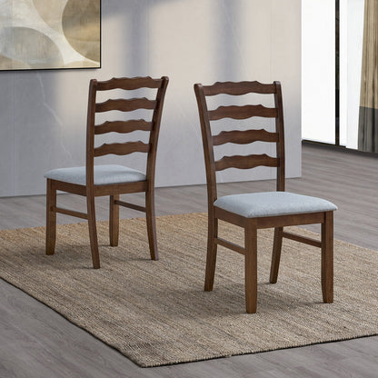 ACTU Dining Table Set for 4–6, Solid Wood Kitchen Table with Upholstered Chairs