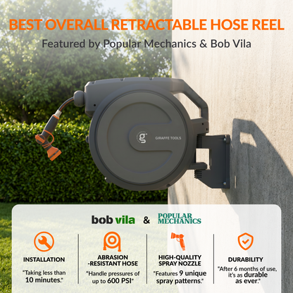 Retractable Garden Hose Reel 65ft-155ft