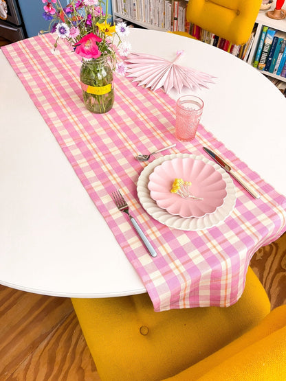 Archive NY Abigail Plaid Runner in Bubblegum