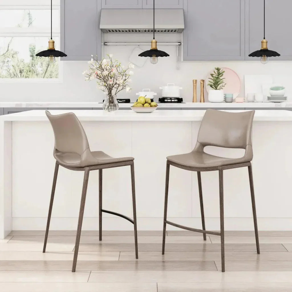 Ace Counter Chair (Set of 2) Black & Silver