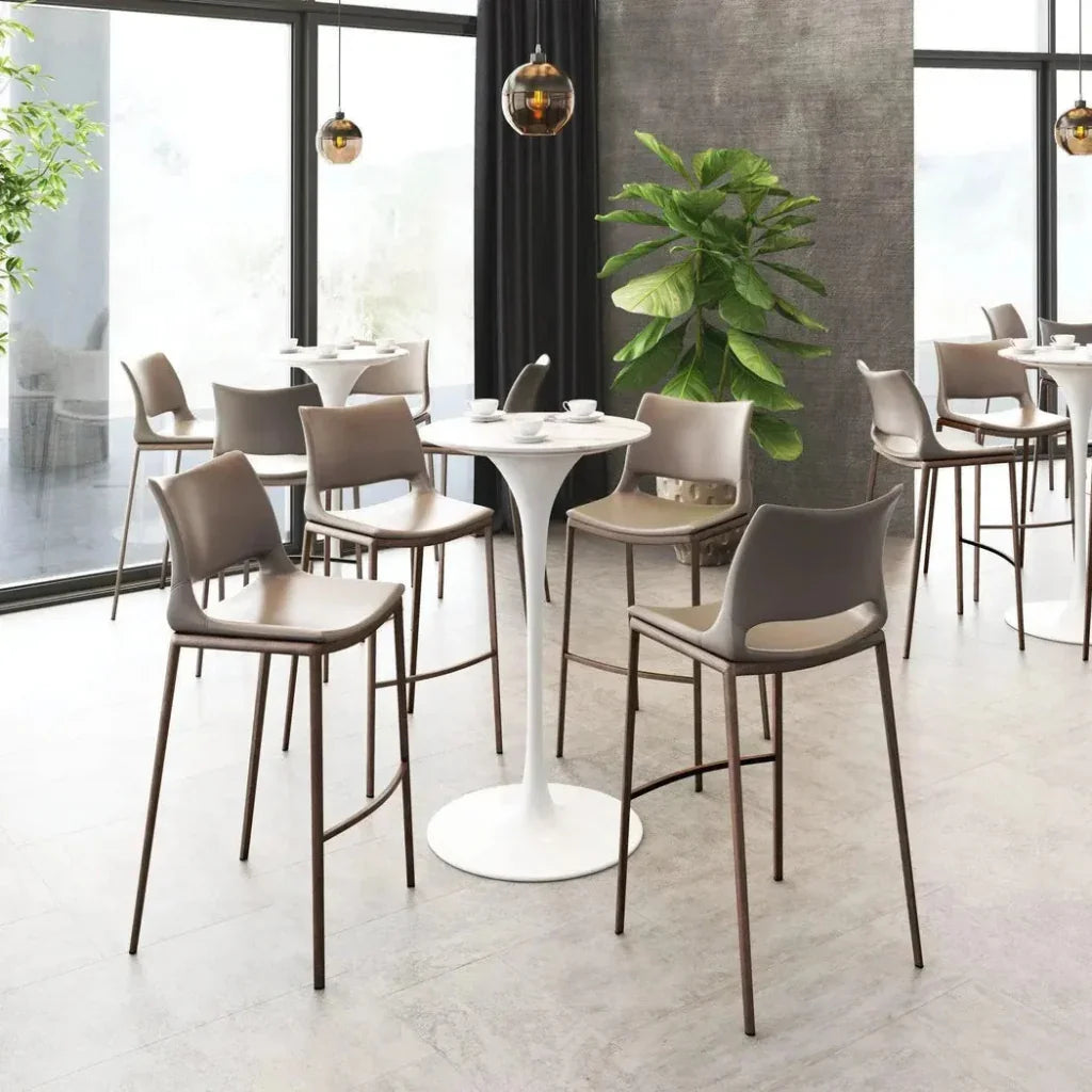 Ace White & Silver Bar Chair (Set of 2)