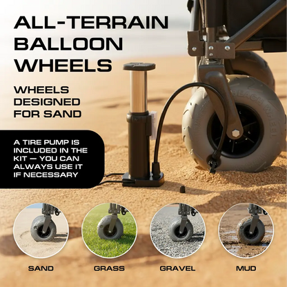 Beach Wagon Cart with Big Wheels – Foldable Utility Wagon Black