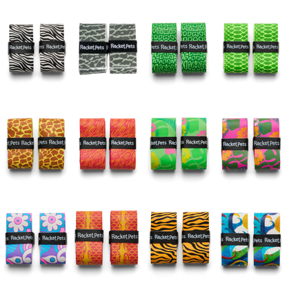 VALUE PACK - A Yellow Tiger Racket Pet Tennis Dampener and Overgrip Tape with a (Pack of 2) Replacement Overgrip Tape