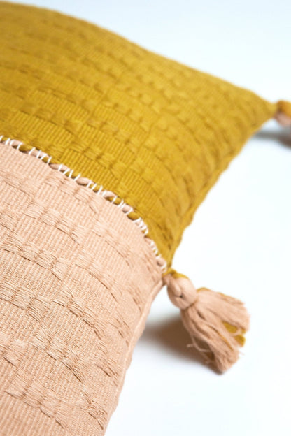 Antigua Pillow - Peach & Ochre Colorblocked