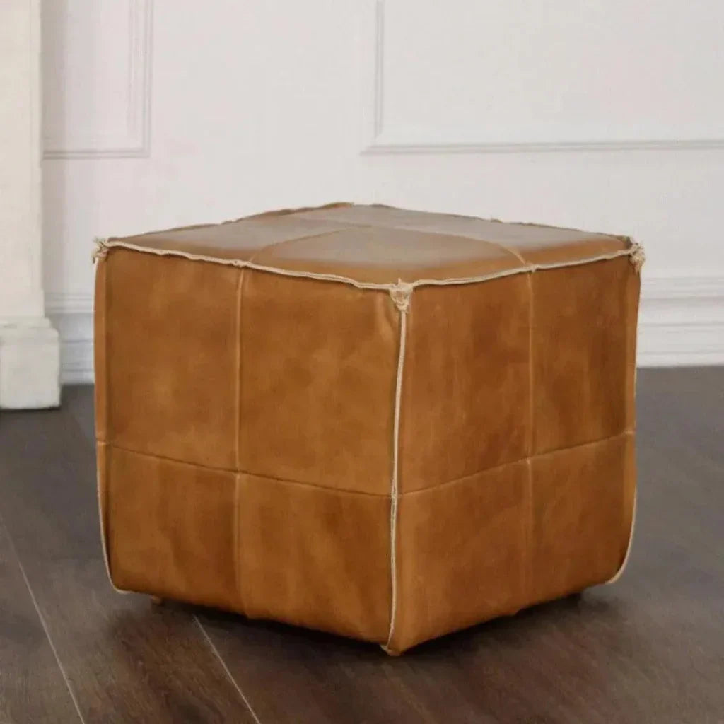 Argentinean Top Grain Leather Ottoman