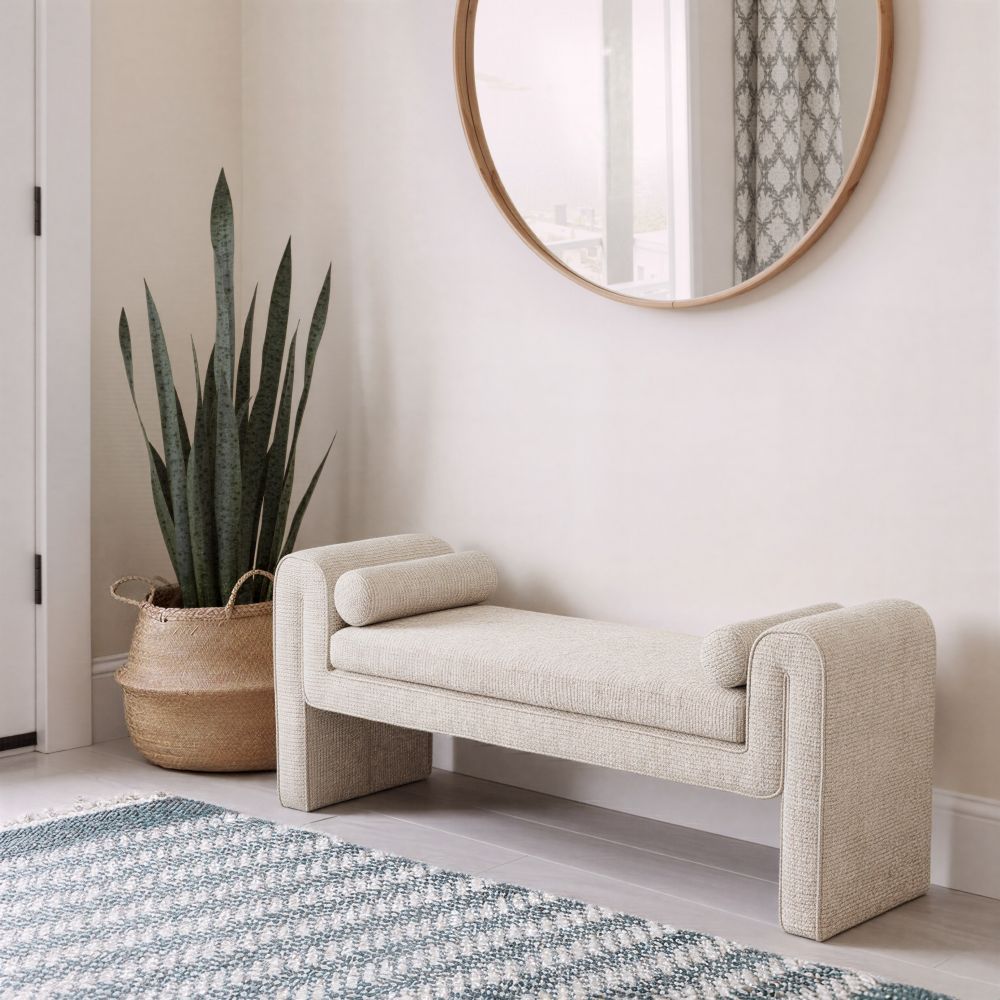 Astar Textured Fabric Bedroom Bench