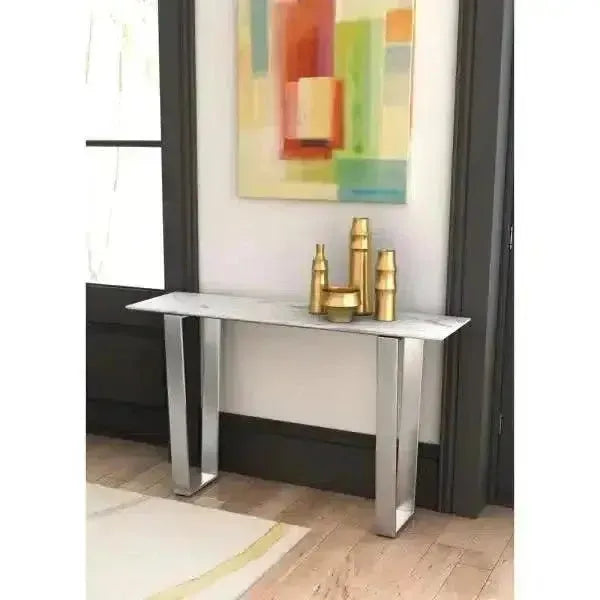 Atlas Console Table White & Silver