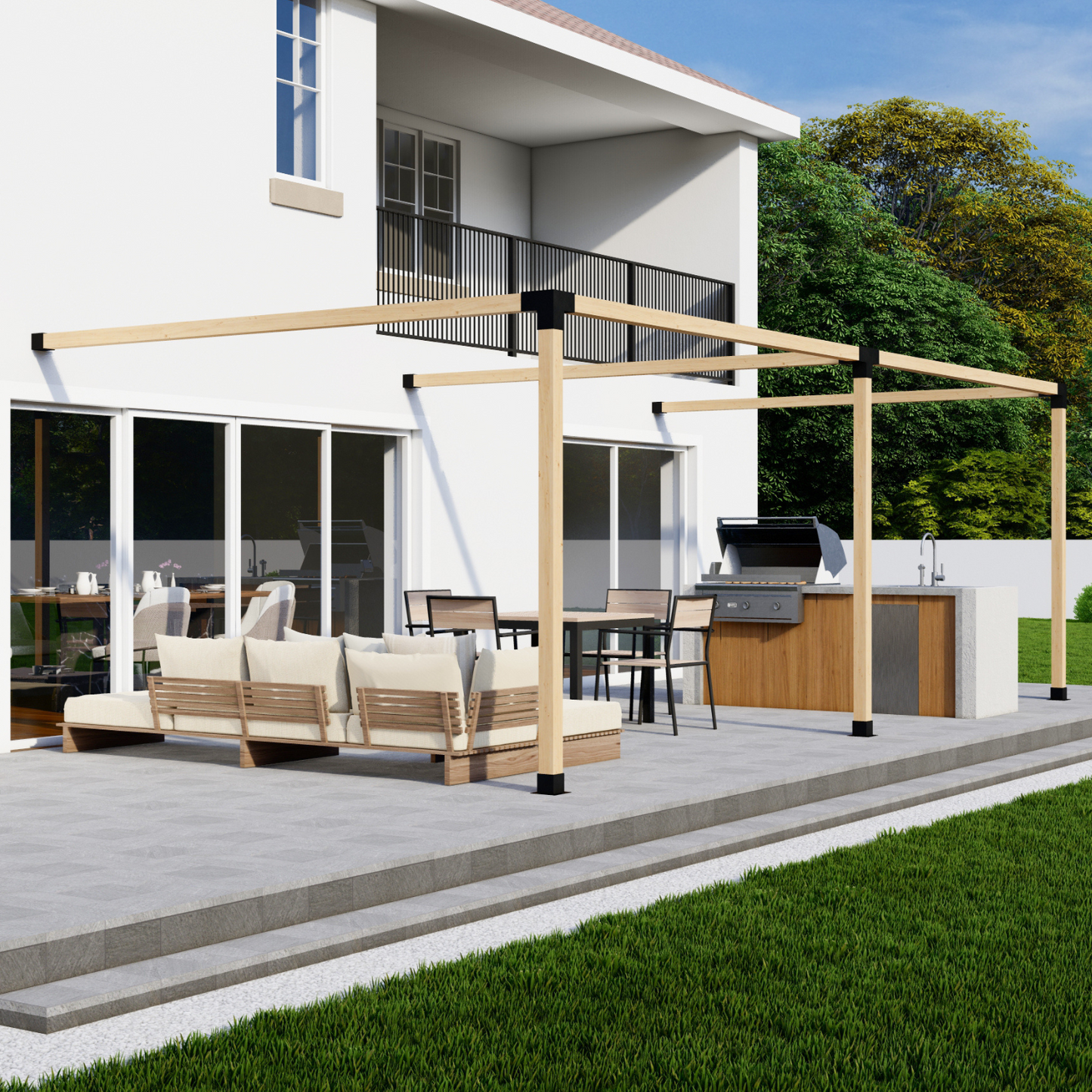 DIY Pergola Bracket Kit for an Attached Pergola Frame - Any Size Up to 24' x 12'