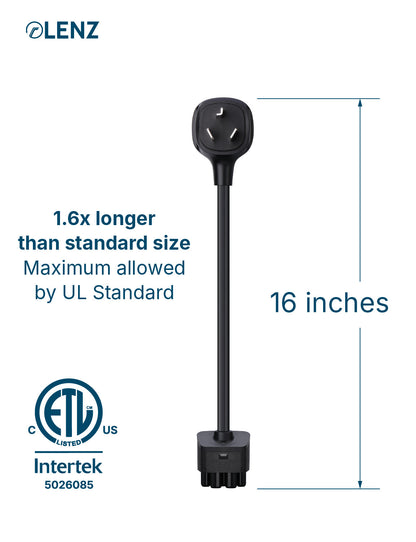 NEMA 10-30 Adapter Compatible with Tesla Gen 2 and Gen 3  Mobile Chargers Extended 16" Length