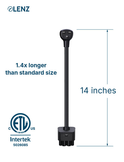 NEMA 6-15 Adapter Compatible with Tesla Gen 2 and Gen 3 Mobile Chargers Extended 14" Length