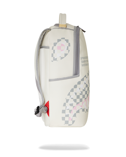 Sprayground Cream Check Shark Central DLXSV Backpack B7420
