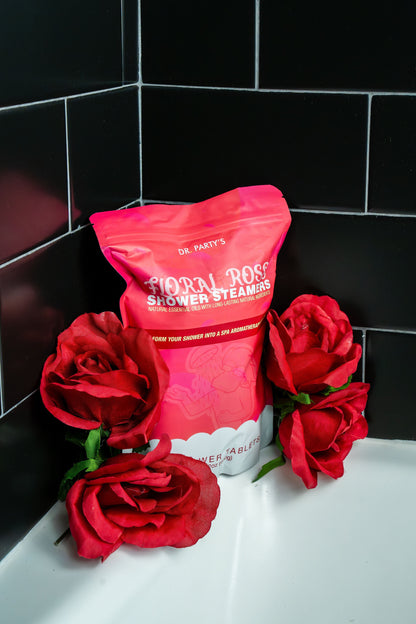 Floral Rose Scented Shower Steamers - Aromatherapy Shower Bombs, Dermatologist Approved, Pack of 14