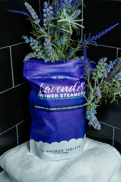 Lavender Scented Shower Steamers - Aromatherapy Shower Bombs, Board Certified Dermatologist Approved, Pack of 14