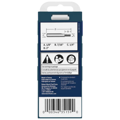 BOSCH 85213MC 1/8 In. x 1/2 In. Solid Carbide Double-Flute Straight Router Bit