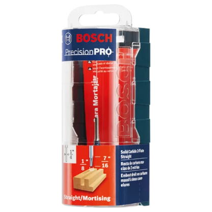 BOSCH 85213MC 1/8 In. x 1/2 In. Solid Carbide Double-Flute Straight Router Bit