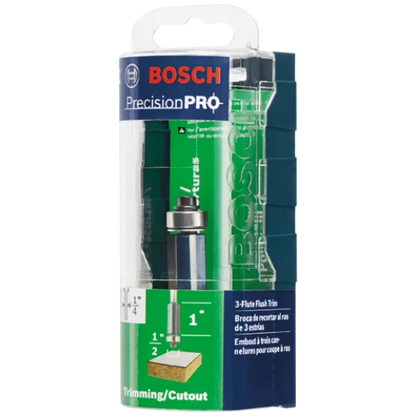 BOSCH 85216MC 1/2 In. x 1 In. Carbide-Tipped Triple-Flute Flush Trim Router Bit