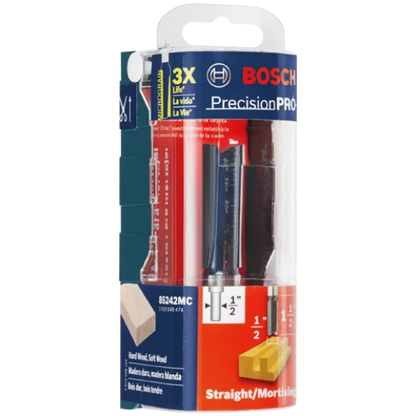 BOSCH 85242MC 1/2 In. x 1-1/2 In. Carbide-Tipped Double-Flute Straight Router Bit