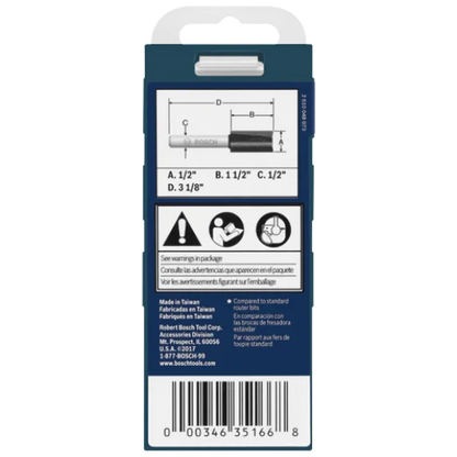 BOSCH 85242MC 1/2 In. x 1-1/2 In. Carbide-Tipped Double-Flute Straight Router Bit