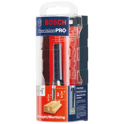 BOSCH 85242MC 1/2 In. x 1-1/2 In. Carbide-Tipped Double-Flute Straight Router Bit