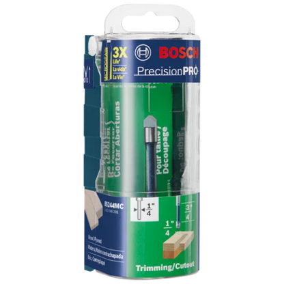 BOSCH 85244MC 1/4 In. x 3/4 In. Carbide-Tipped Single-Flute Pilot Panel Concave Router Bit