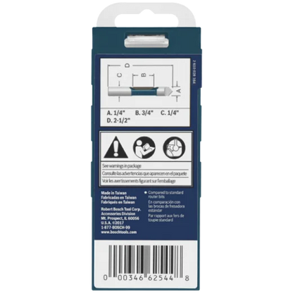 BOSCH 85244MC 1/4 In. x 3/4 In. Carbide-Tipped Single-Flute Pilot Panel Concave Router Bit
