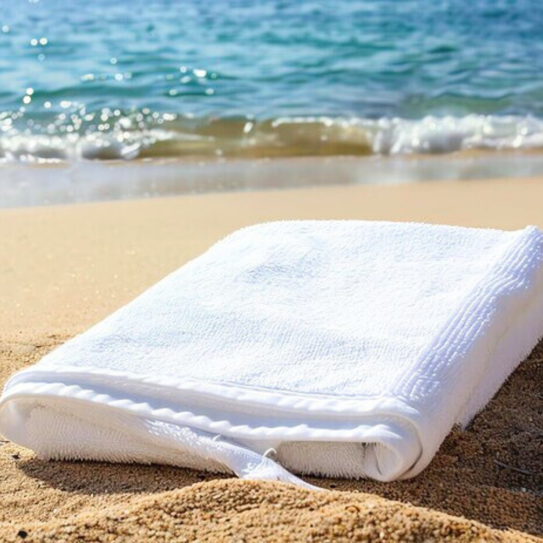 Jewel Collection Beach Towel: 100% Cotton, White (0.67 lb)