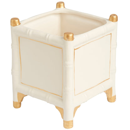 Bamboo Pattern Ceramic Cachepot 2PC