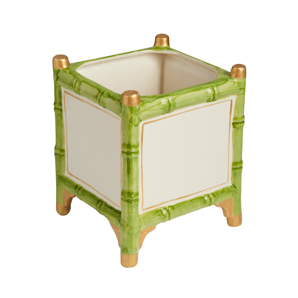 Bamboo Pattern Ceramic Cachepot 2PC