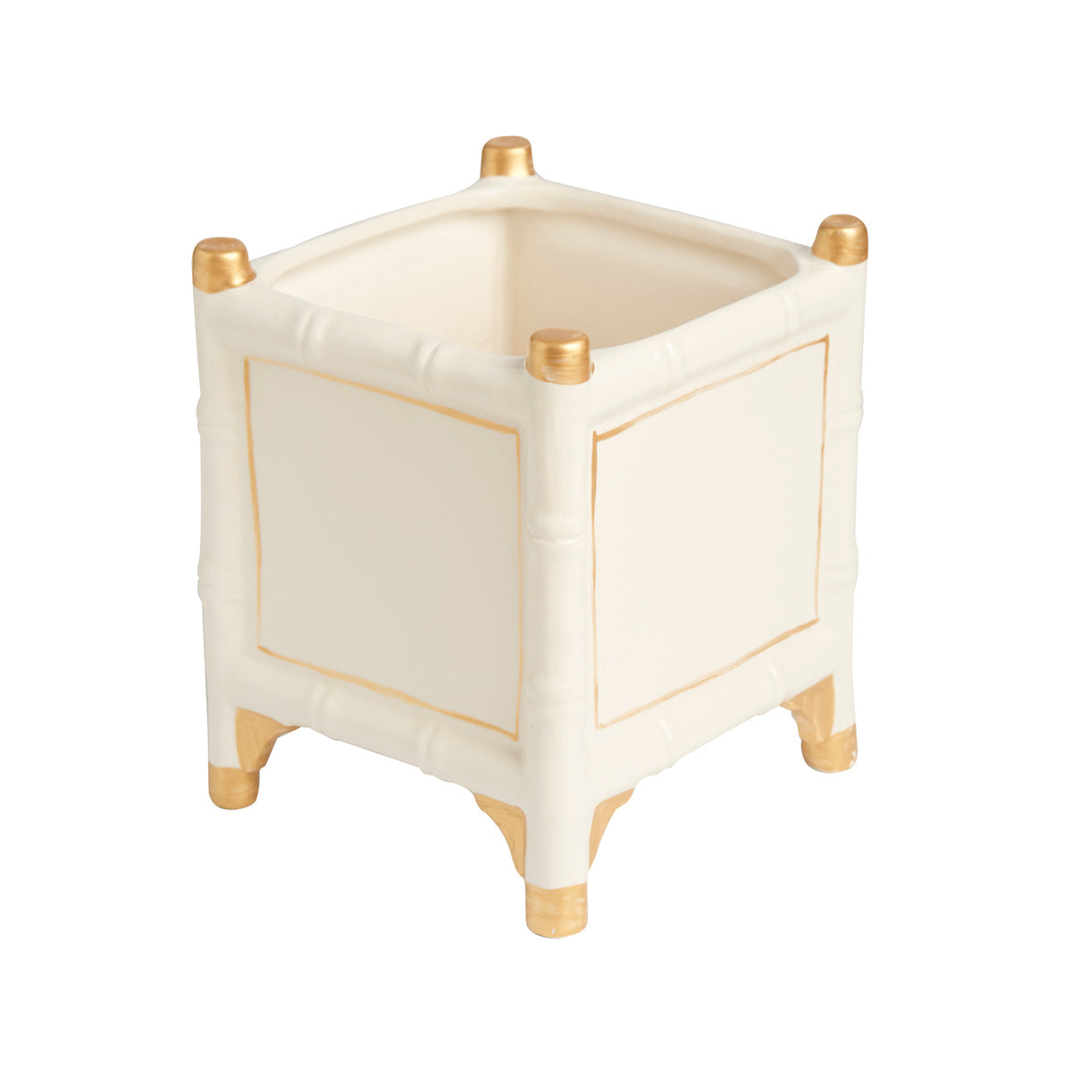 Bamboo Pattern Ceramic Cachepot 2PC
