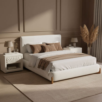 Baris Ivory Textured Fabric Nightstand Ivory