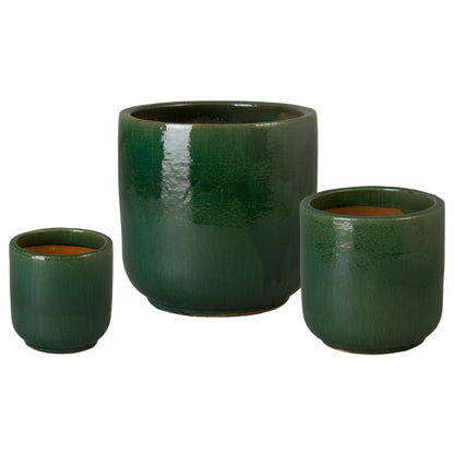 Barrel Handcrafted Ceramic Outdoor Planter (Set of 3)