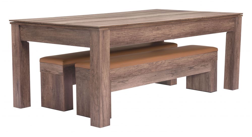 Bonker Faux Leather Storage Dining Bench 2PC