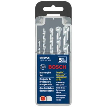 BOSCH BM5005 5 pc. Fast Spiral Rotary Masonry Bit Set
