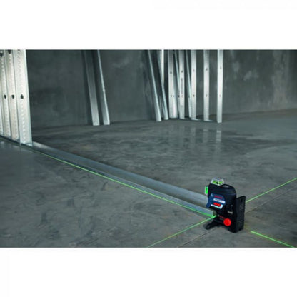 BOSCH GLL3-330CG-B 360-Degree Green Beam Three-Plane Line Laser Level with 2 Batteries