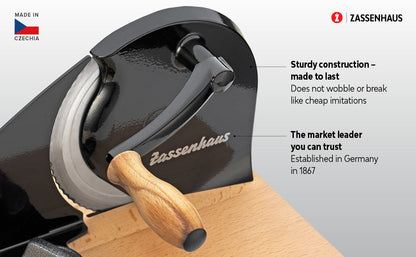 Zassenhaus Original Classic Adjustable Bread Slicer for Uniform Slices - 18/8 Stainless Steel Blade