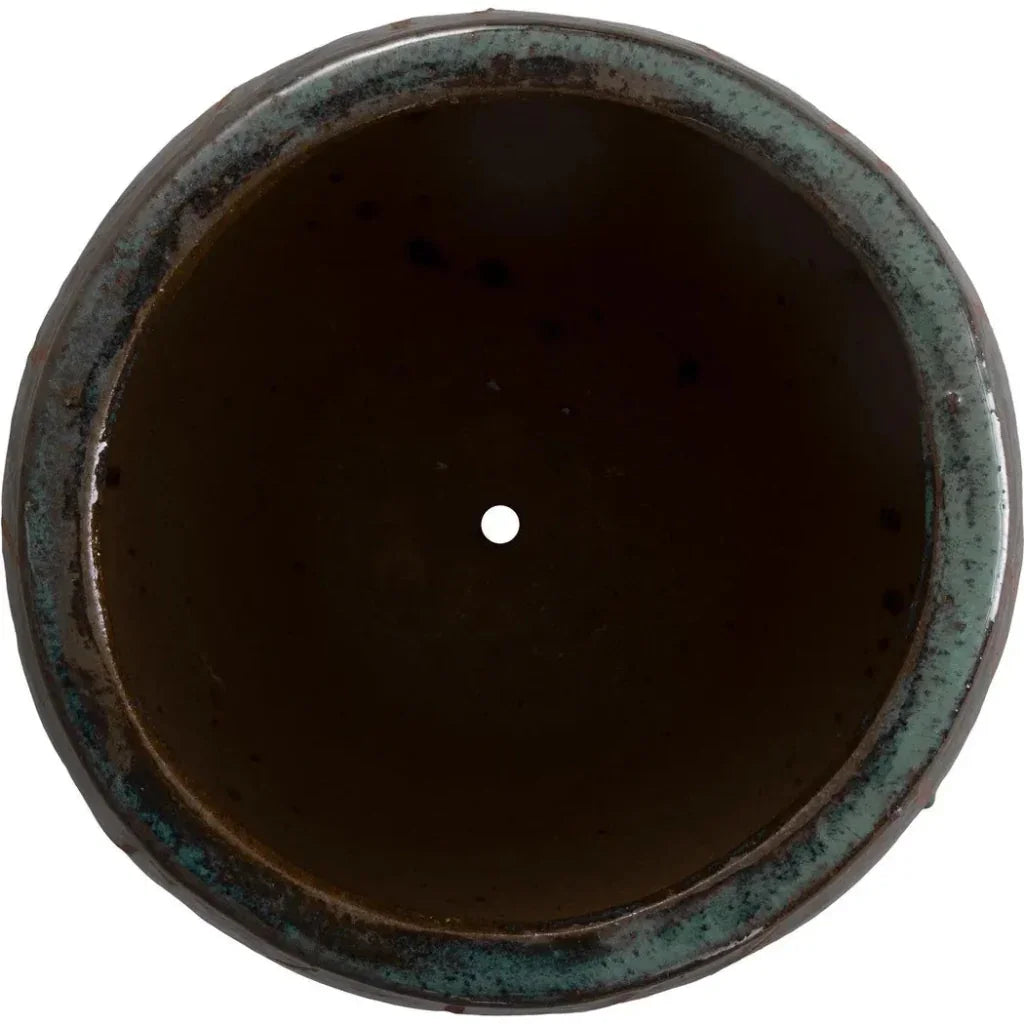 Breeze Round Teal Ceramic Planter