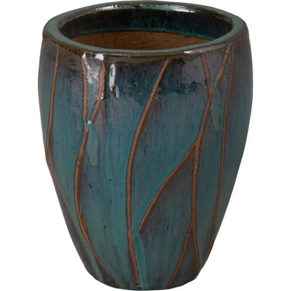Breeze Round Teal Ceramic Planter