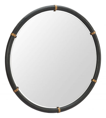 Brile Black Wood Frame Wall Mirror