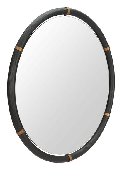 Brile Black Wood Frame Wall Mirror
