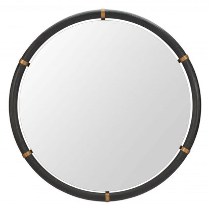 Brile Black Wood Frame Wall Mirror