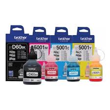 New, Pre-Owned - Brother BT5001 Tri-Colour & BTDR60BK Black ink bottle-5 Pack