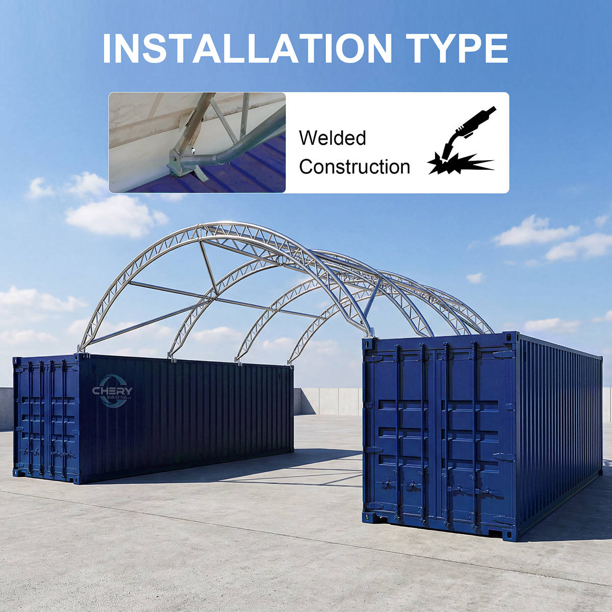Reinforced 20'x20' Double Truss Container Shelter