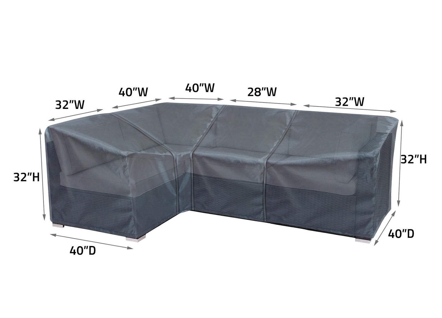 Modular Cover Left End - 32"Wx40"Dx32"H - Mercury