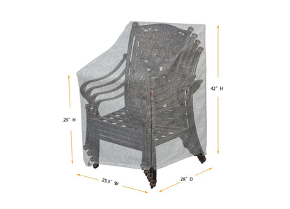 Premium Heavy-Duty Small Chair Cover - 3-Layer Water & UV-Resistant, Platinum Series, 25.5"W x 28"D x 29''/42"H for Outdoor Patio Furniture