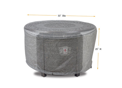 Premium Heavy-Duty Round Fire Table Cover - 3-Layer Water & UV-Resistant, Platinum Series, 53"Dia x 25"H for Outdoor Patio Furniture