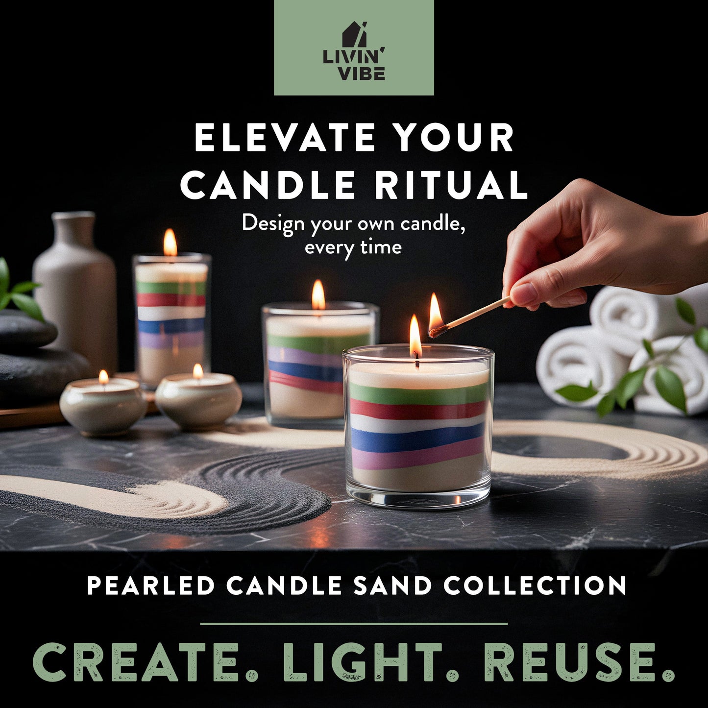 Pearled Candle Sand 10.5 oz Decorative Wax Sand Candle