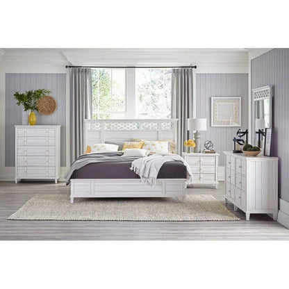 Cane Bay Louvered Door White Dresser and Mirror