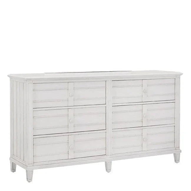 Cane Bay Six Drawer White Dresser